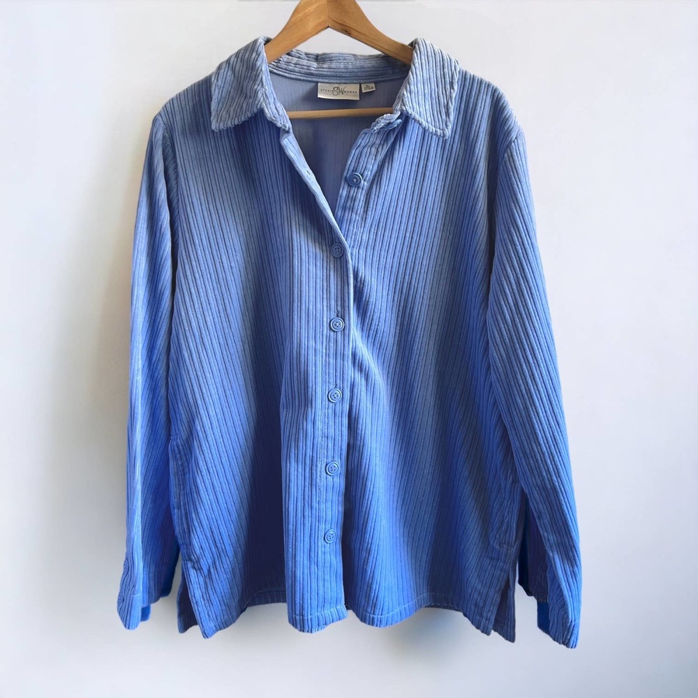 Studio Works blue corduroy button down, size XL